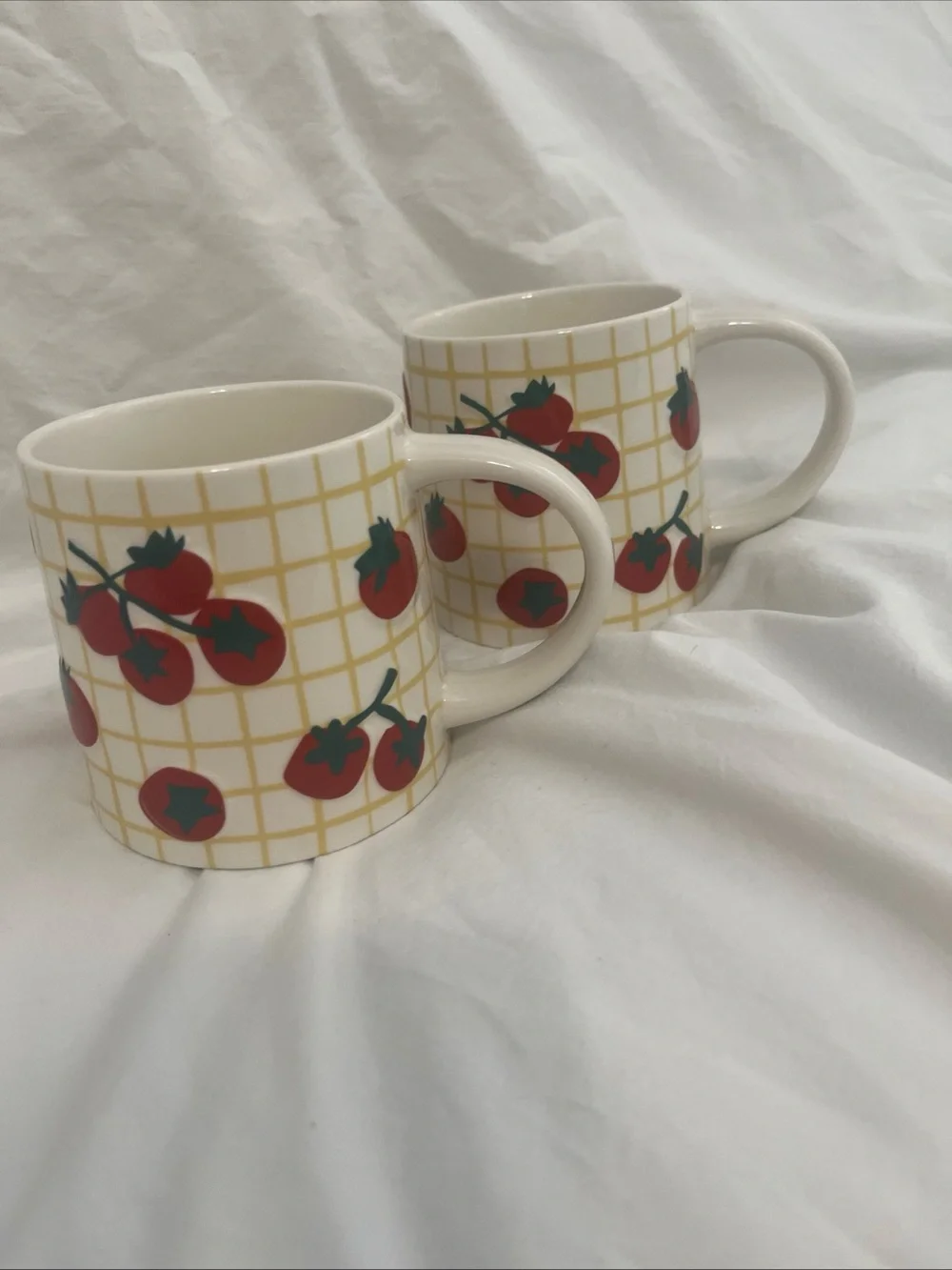 Target Ceramic Tomato Grid Mug Set - Red, Green, Yellow, White